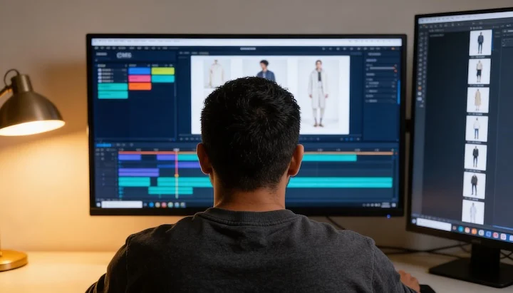 Diseñador actualizando contenido en CMS