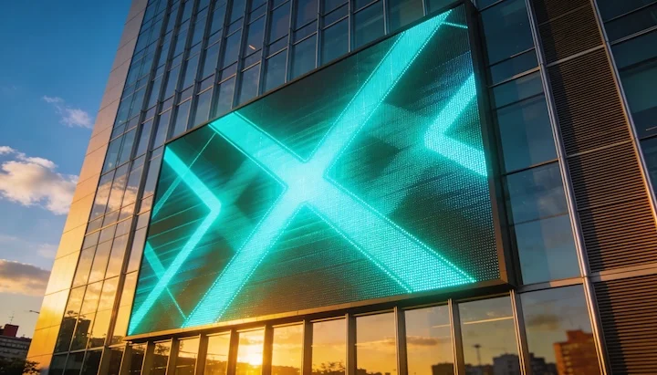 Pantallas LED en fachada exterior — luz de día