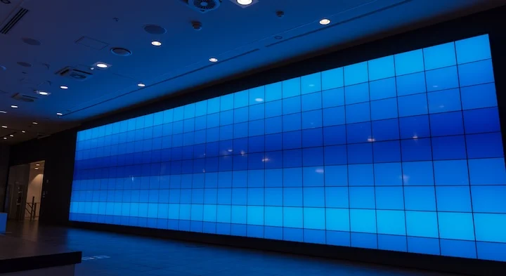 Videowall en lobby — efecto wow corporativo